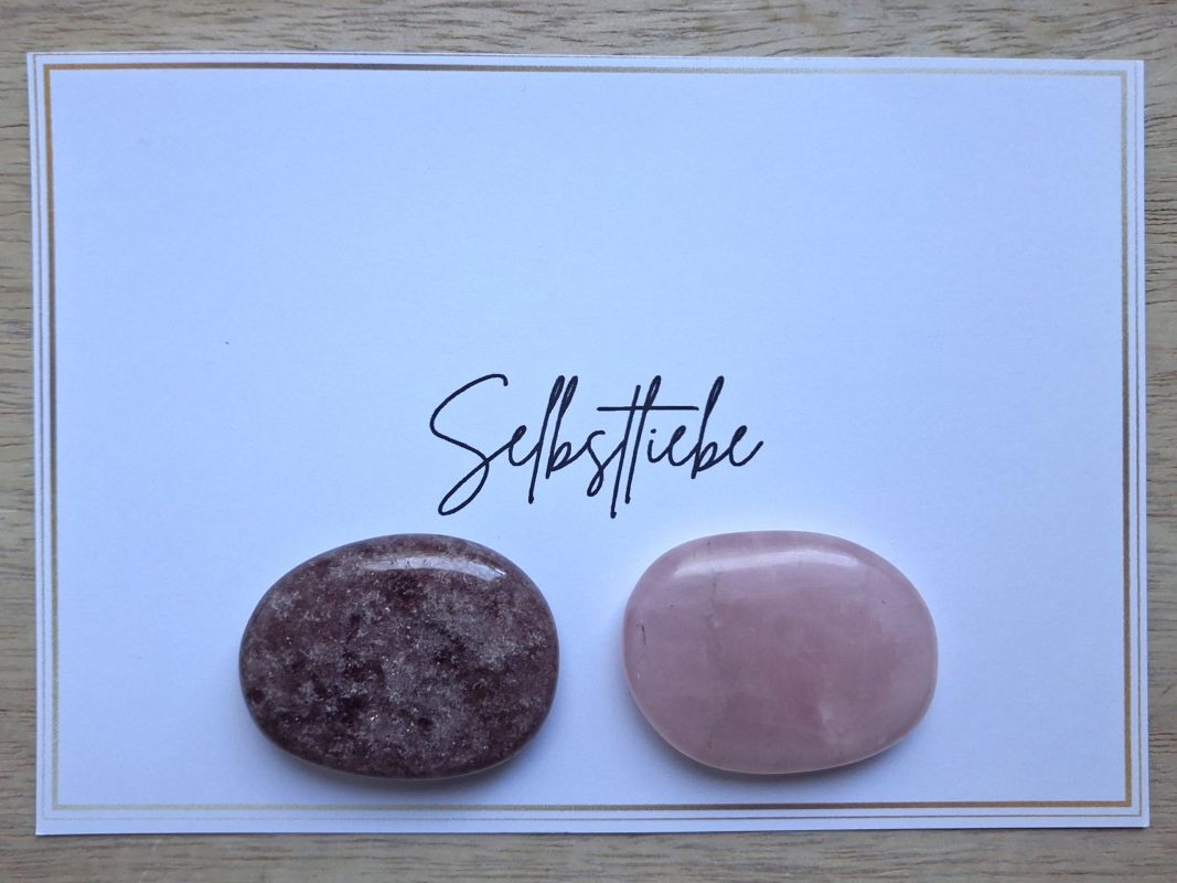 Heilstein-Set Selbstliebe mit Erdbeerquarz und Rosenquarz