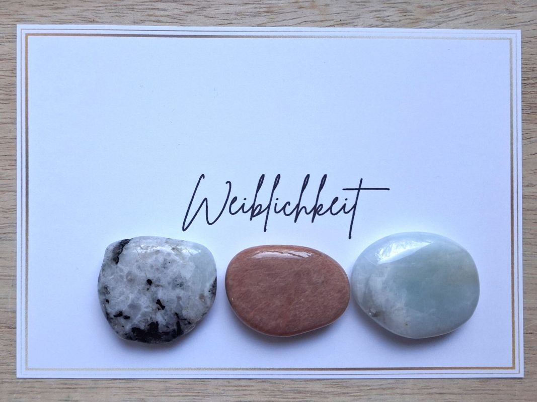Heilstein-Set Weiblichkeit mit Aquamarin und Mondstein