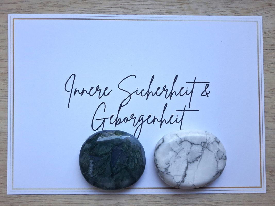 Heilstein-Set Innere Sicherheit und Geborgenheit mit Moosachat und Magnesit