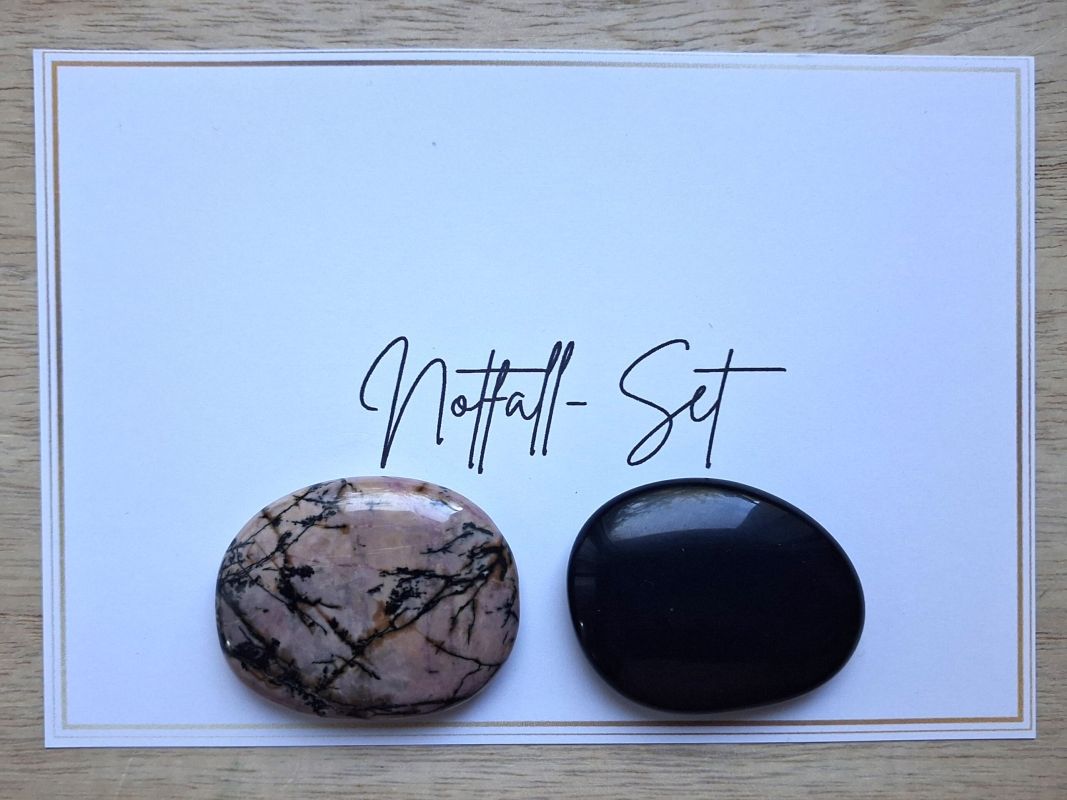 Heilstein-Set Notfall mit Obsidian und Rhodonit